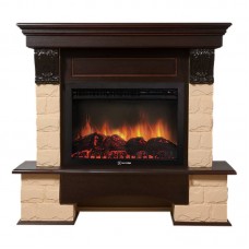 Портал Firelight Forte 25U (угловой) камень бежевый, шпон темный дуб