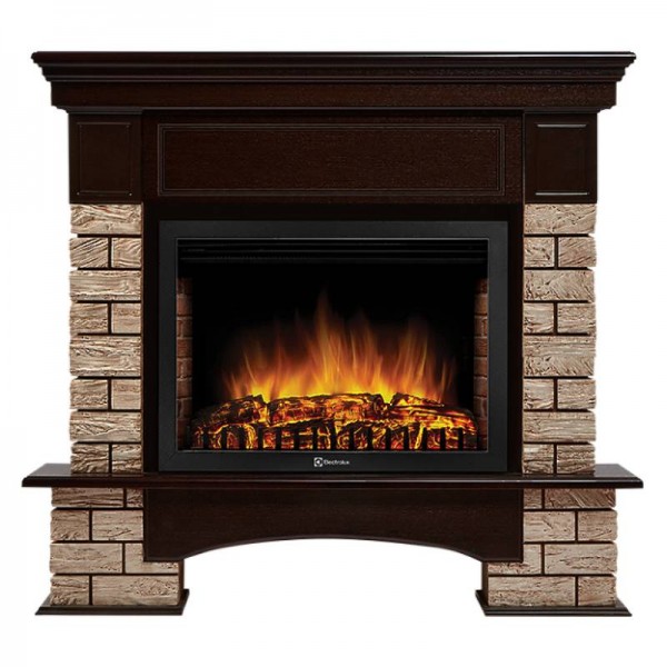 Портал Firelight Forte Wood 25 камень коричневый, шпон темный дуб