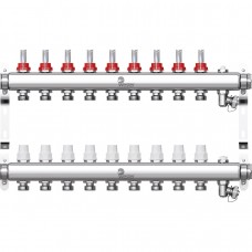 Коллектор Wester нерж. MUFS 1quot;-3/4 в сборе с расходомерами на 9 выходов
