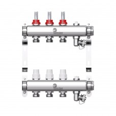 Коллектор нерж. Wester MUFS 1quot;-3/4 в сборе с расходомерами на 3 выхода