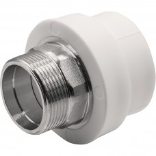 Муфта THERMOLIGHT комбинированная PP-R НР 50х1 1/2quot; под ключ белый (3/33)