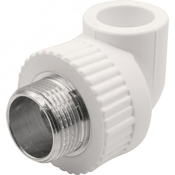 Угольник THERMOLIGHT комбинированный PP-R НР 20х3/4quot; белый 20/140