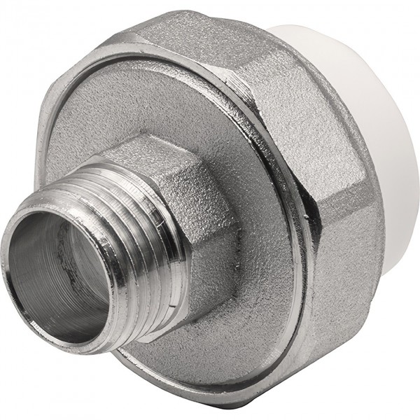 Муфта THERMOLIGHT комбинированная разъемная PP-R НР 25х1/2quot; белый 10/170