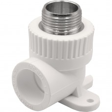 Угольник THERMOLIGHT комбинированный PP-R НР с креплением 25х3/4quot; белый (10/80)