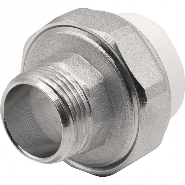 Муфта THERMOLIGHT комбинированная разъемная PP-R НР 25х3/4quot; белый 10/160