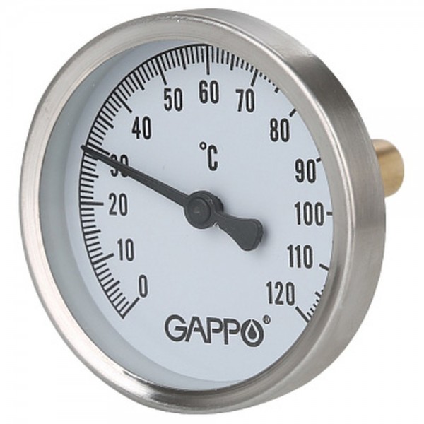 Термометр Gappo биметаллический с погружной гильзой 1/2quot; x 0-120 гр.