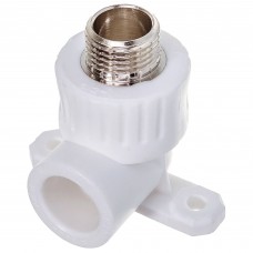 Угольник PP-R РТП комб. с креплен. D 20х1/2quot; НР, (75/25) белый